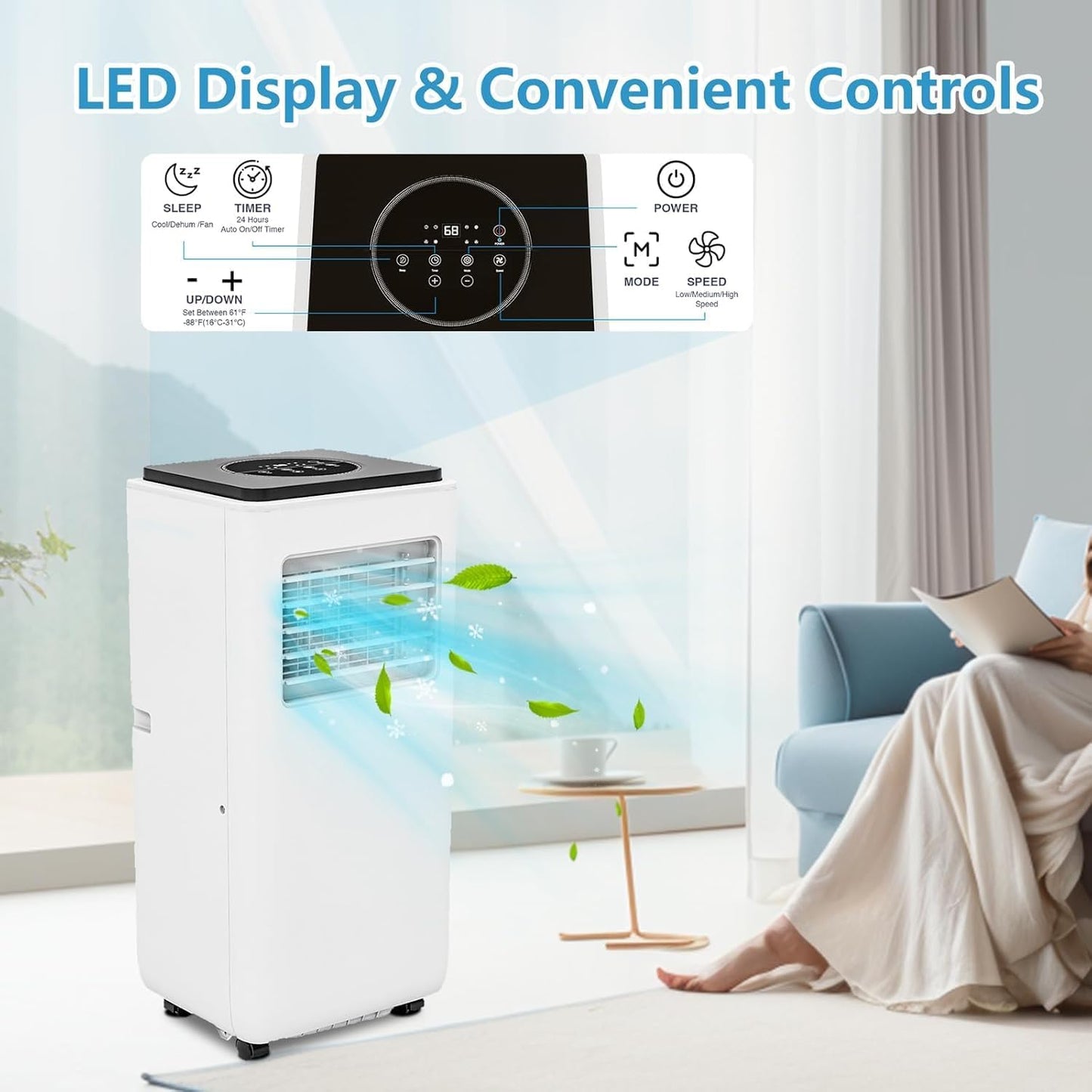 Mini Aire Acondicionado 8000 BTU – Silencioso, Remoto