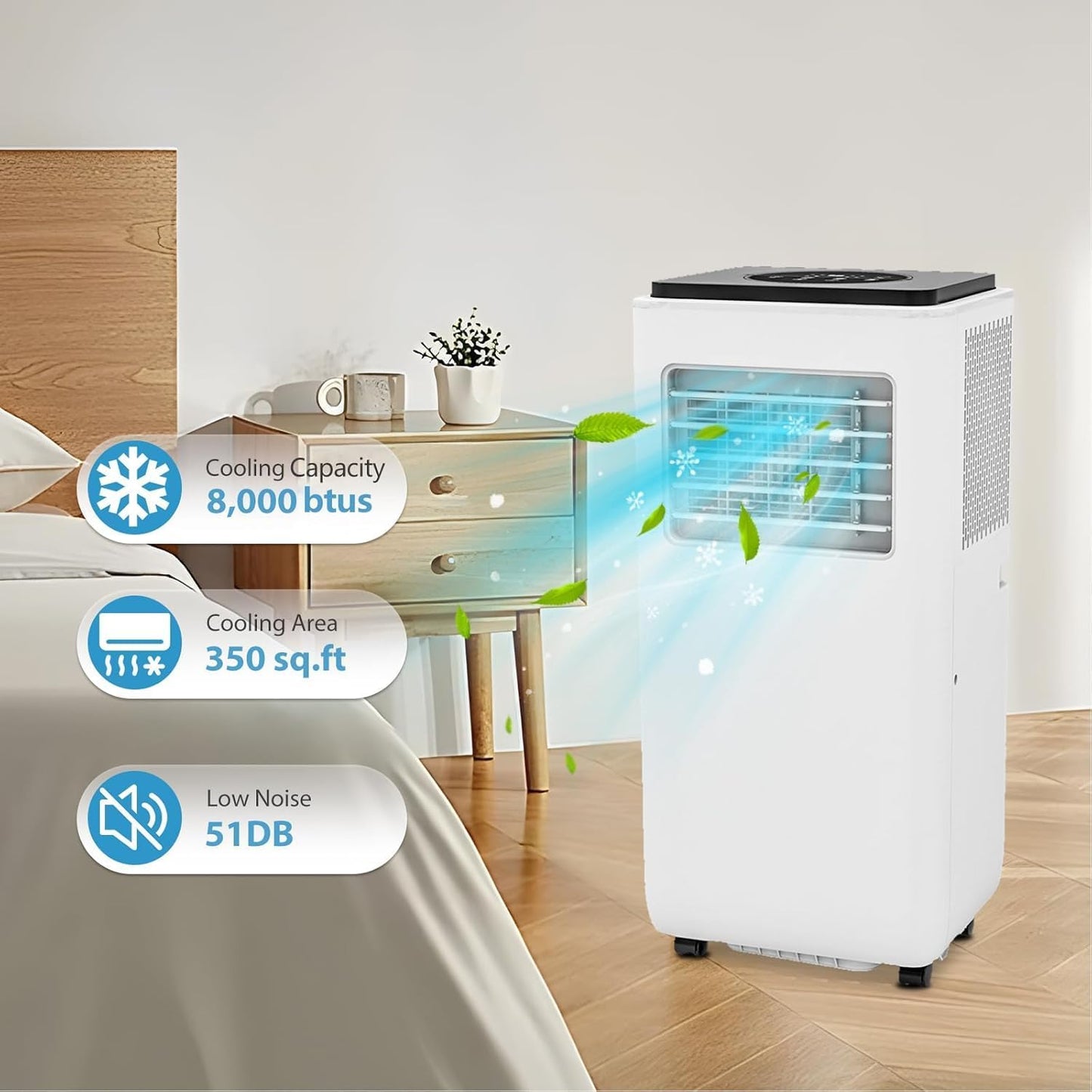 Mini Aire Acondicionado 8000 BTU – Silencioso, Remoto