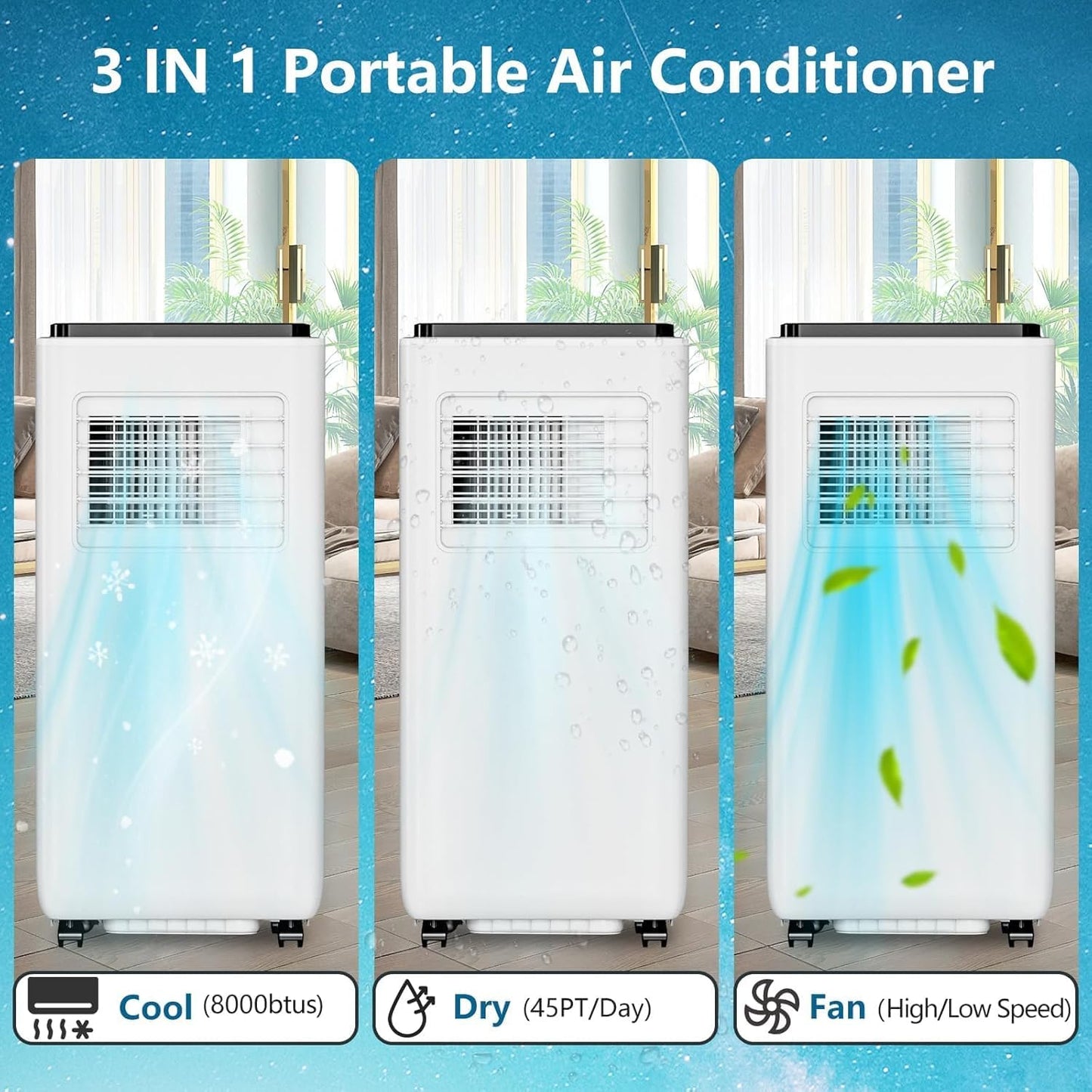 Mini Aire Acondicionado 8000 BTU – Silencioso, Remoto
