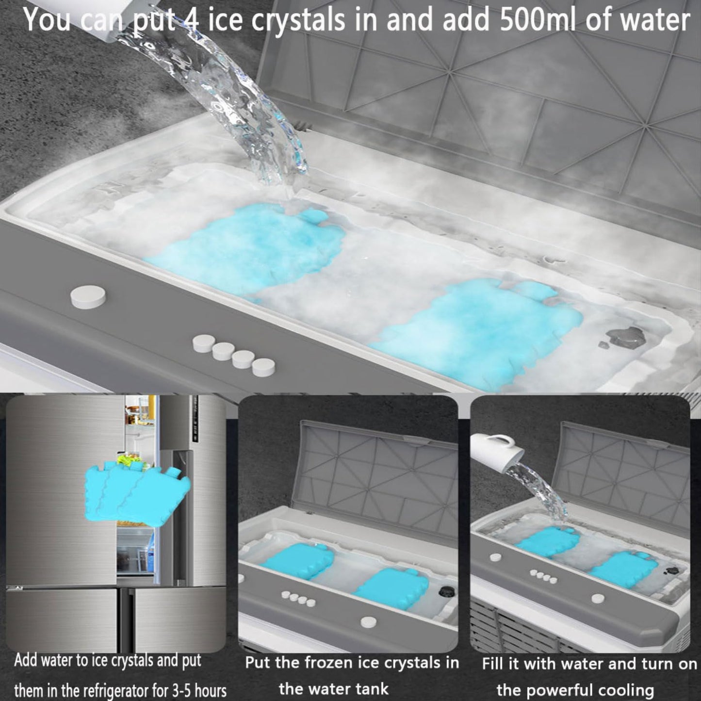Climatizador evaporativo portátil 3-en-1 con depósito grande y mando.