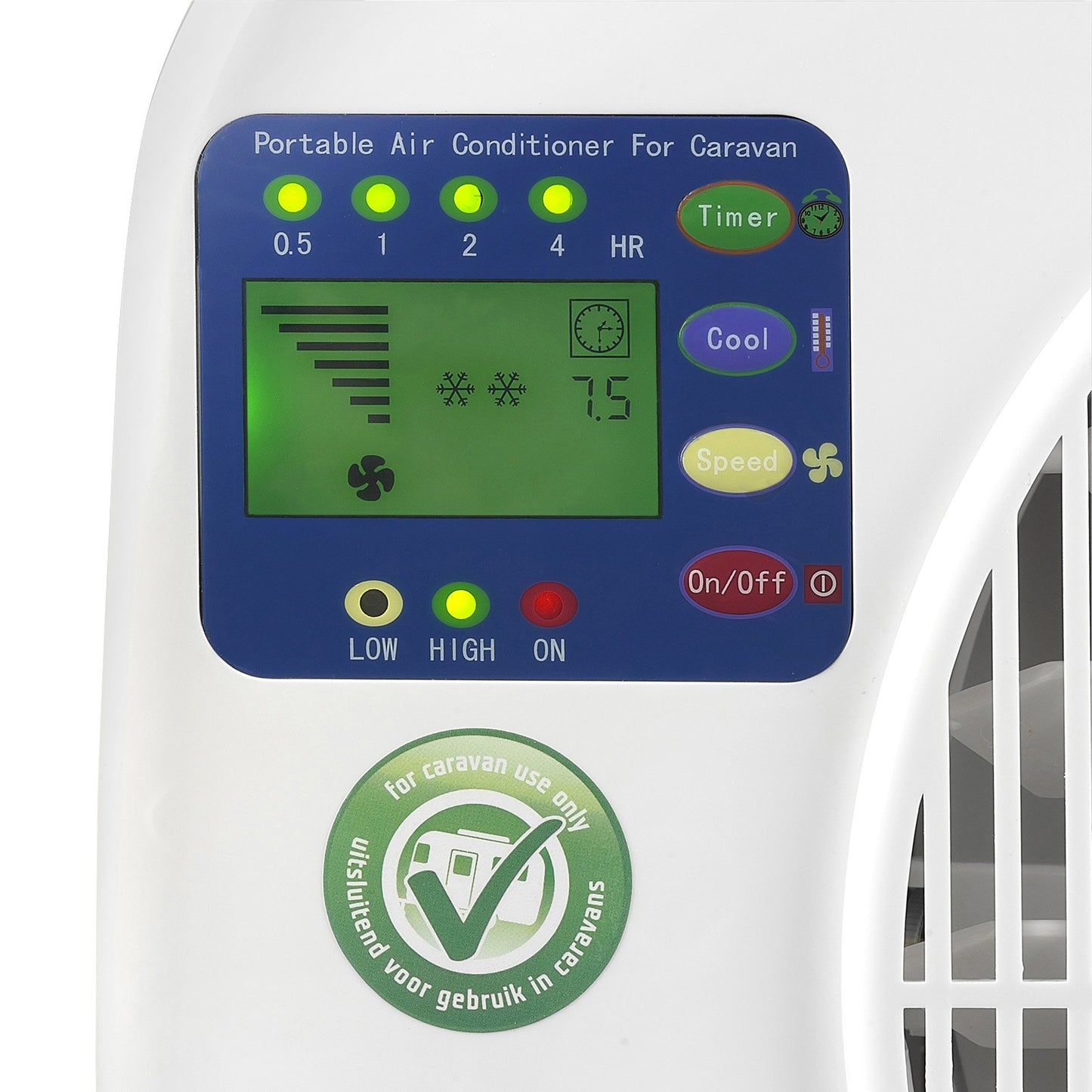 A/C portátil 7000 BTU, deshumidificador, 26m².