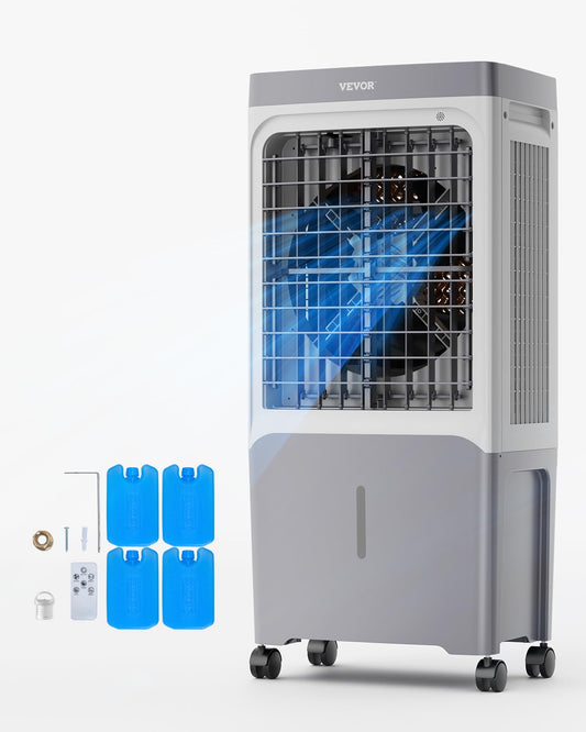 Enfriador evaporativo 1800 CFM. Depósito 6.8 gal, 4 recipientes hielo.